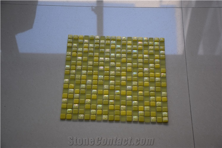 Wall Paper Bright Yellow Glass Mosaic Tile