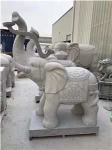 Animal Sculpture Warped Nose Elephant Granite Carved