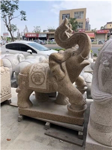 Animal Sculpture Warped Nose Elephant Granite Carved