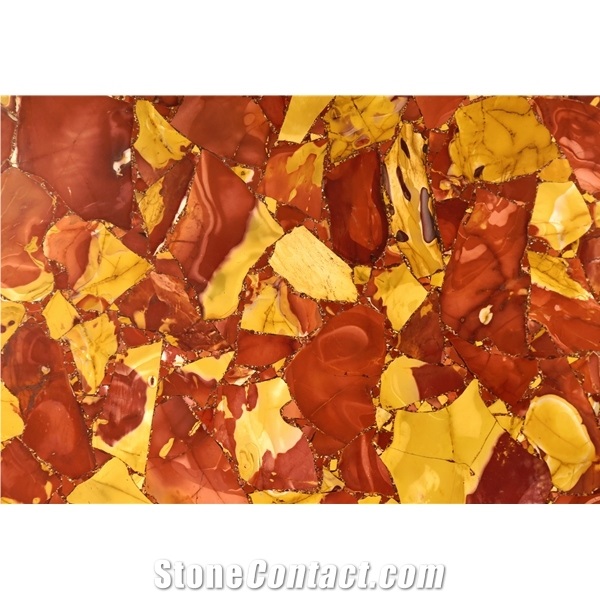 Backlit Red Agate Semiprecious Stone Wall Panels