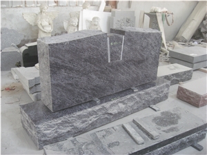Bahama Blue Granite Tombstone with Custom Design