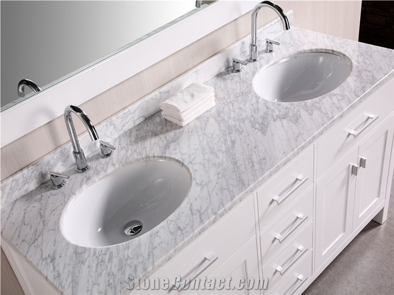 Bianco Carrara Cd White Marble Bathroom Vanity Top