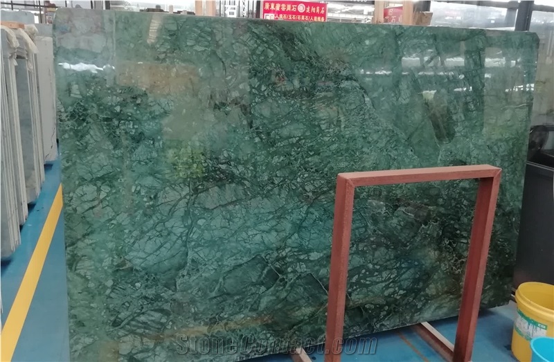 Big Green Flower Marble Polished Slabs