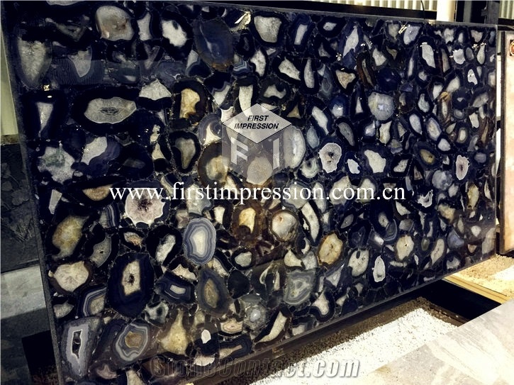Black Agate Gemstone Semiprecious for Interior