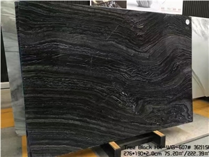Black Ancient Wood Grain Marble Slab for Projects