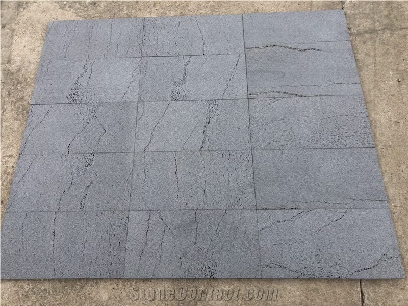 Black Basalt Lava Stone Tiles Flooring Coverying