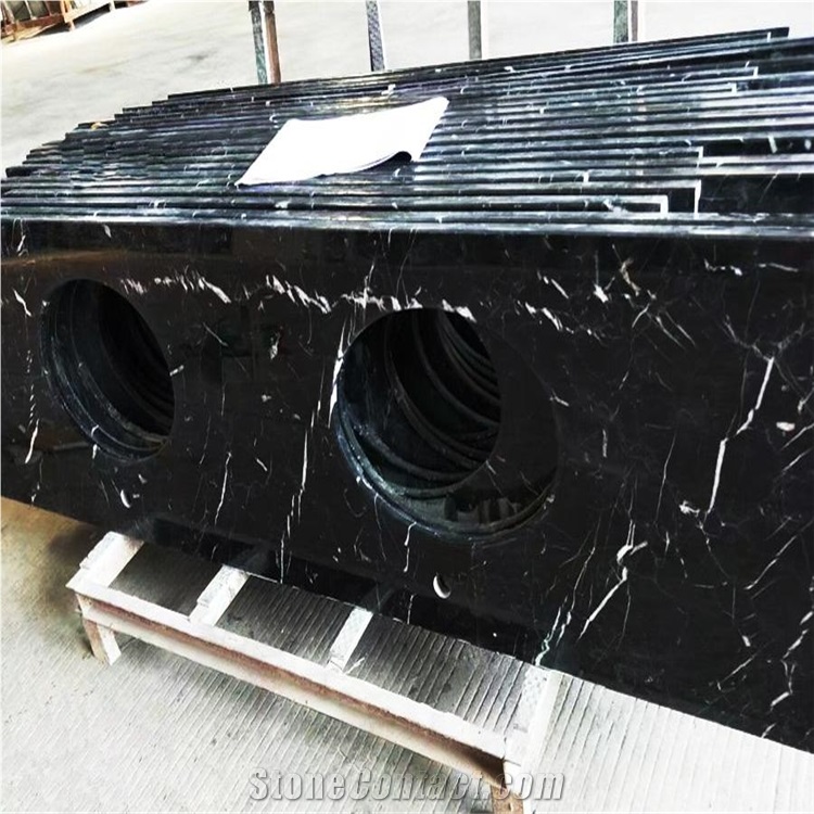 Black Marble Countertops with White Veins