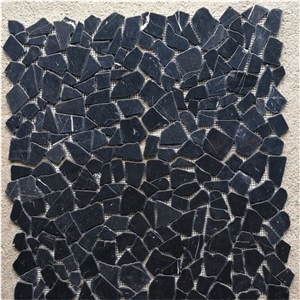 Black Marquina Marble Flower Mosaic Tiles