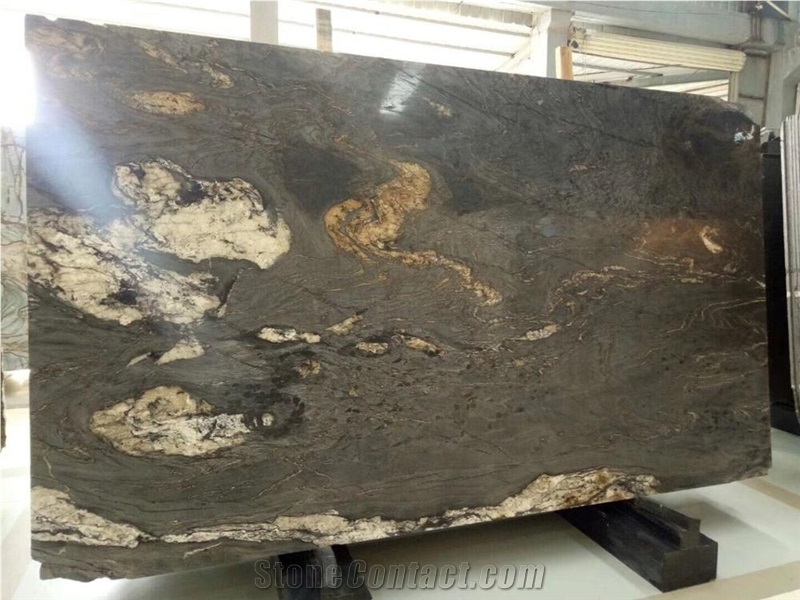 Black Space Granite Wall Covering Polished Slabs