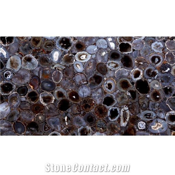 Black Translucent Agate Semiprecious Stone Slabs