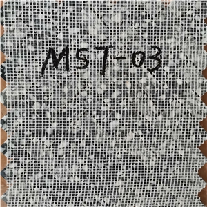 Black White Terrazzo Herringbone Mosaic Pattern