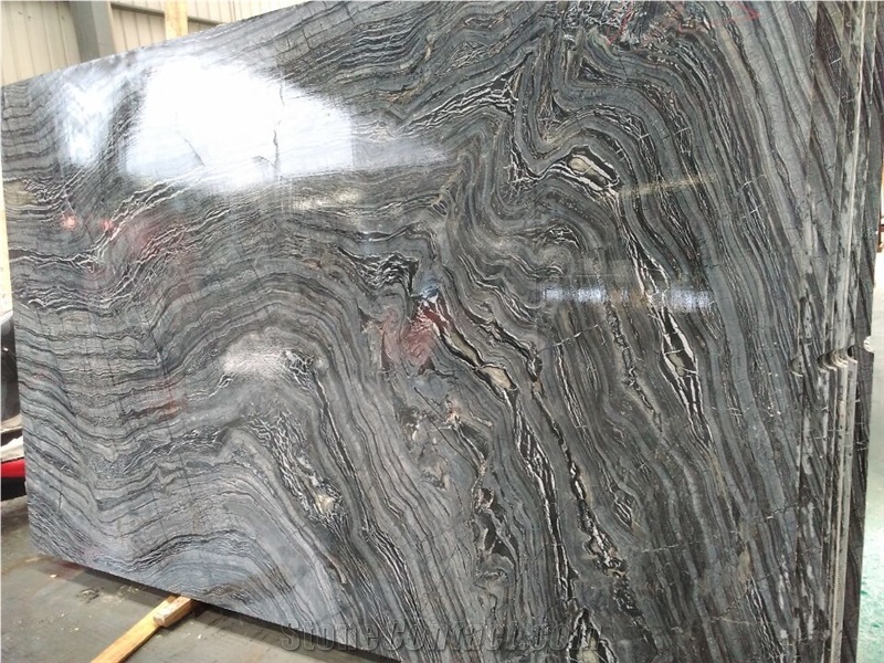Black Wooden Marble Slab Tiles