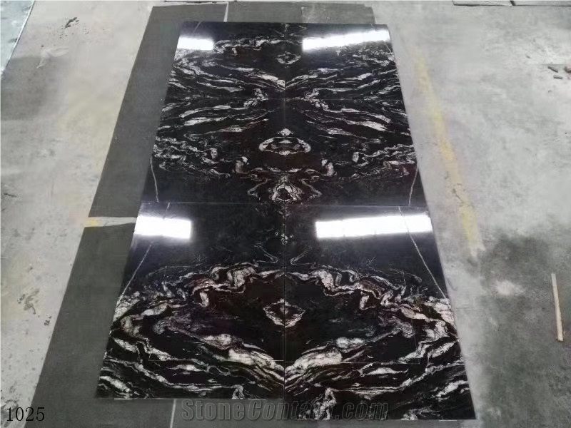 Brazil Titanium Marble Slab Tile Book Matched Use
