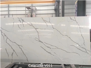 Calacatta White Polished Artificial Stone Slab Wall