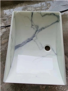 Carrara Marble Double Sink Solid Surface