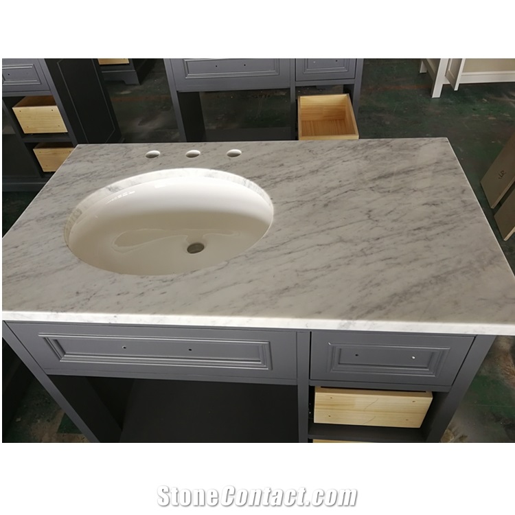 Carrara White Marble One Sink Vanity Top