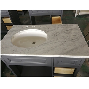 Carrara White Marble One Sink Vanity Top