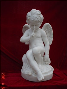 Carving / Human Sculpture, White Marble Angel