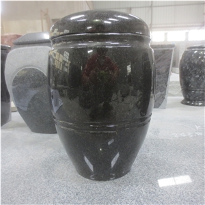 Cemetery Usage Indian Black Granite Urn with Lid