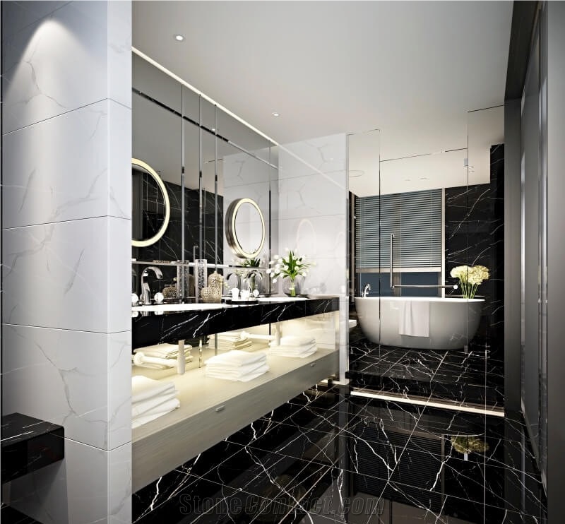 China Black Marquina Marble Bath Design Vanity Top