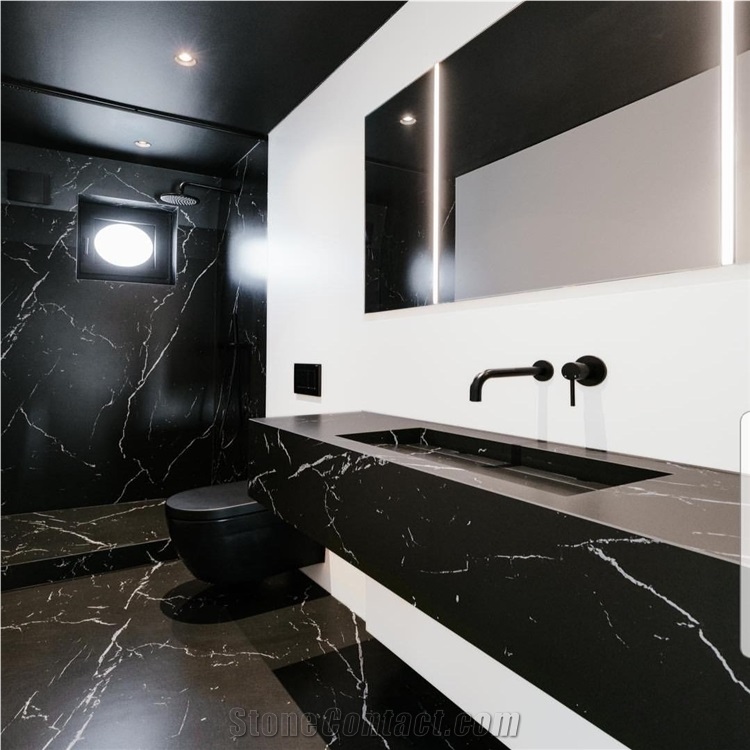 black marble bathroom countertops