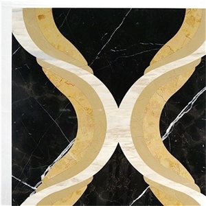 China Black Marquina Marble Waterjet Medallions