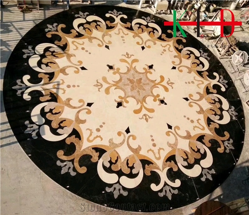 China Composited Round Water Jet Cut Marble Tiles