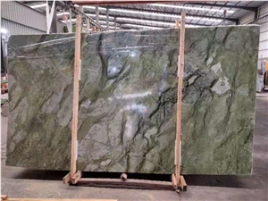 China Dandong Green Polished Marble Slabs