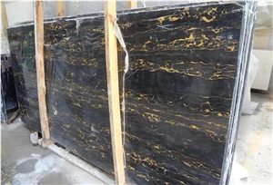 China Fantasy Black Gold Flower Marble Slsb Tile