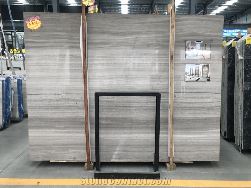 China Grey Wood Grain Marble Slabs for Project