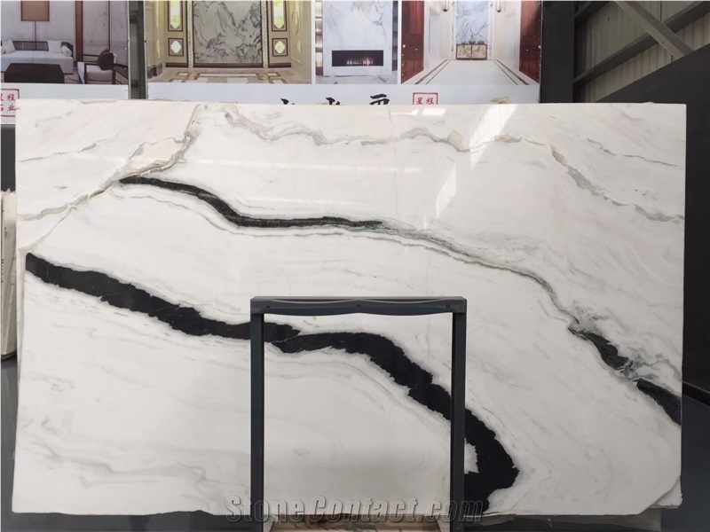 China Landscape Painting Panda White Marble Slabs