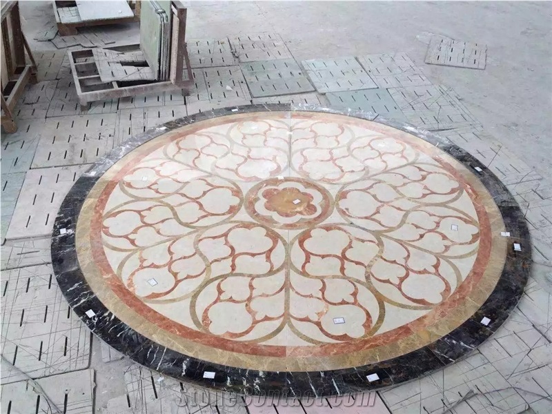 China Multicolor Marble Water Jet Medallion