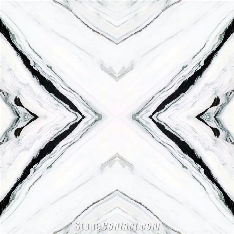 China Panda White Marble Slab Tile Book Match from China