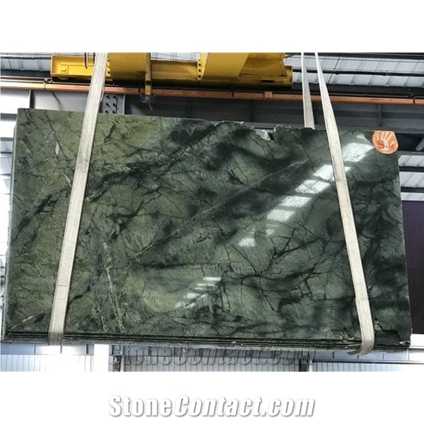 China Peacock Green Marble Slabs Tiles for Skiring