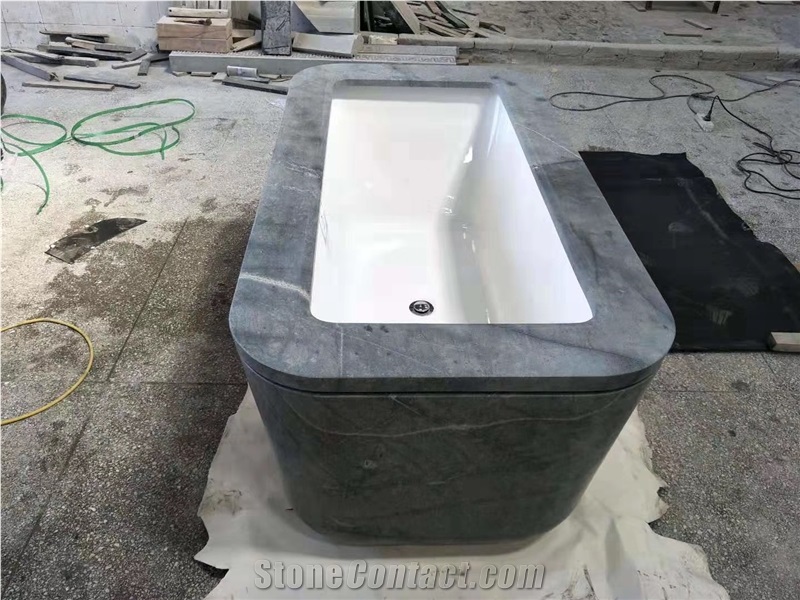 China Supplier Grey Marble Bathroom Bathtub Price