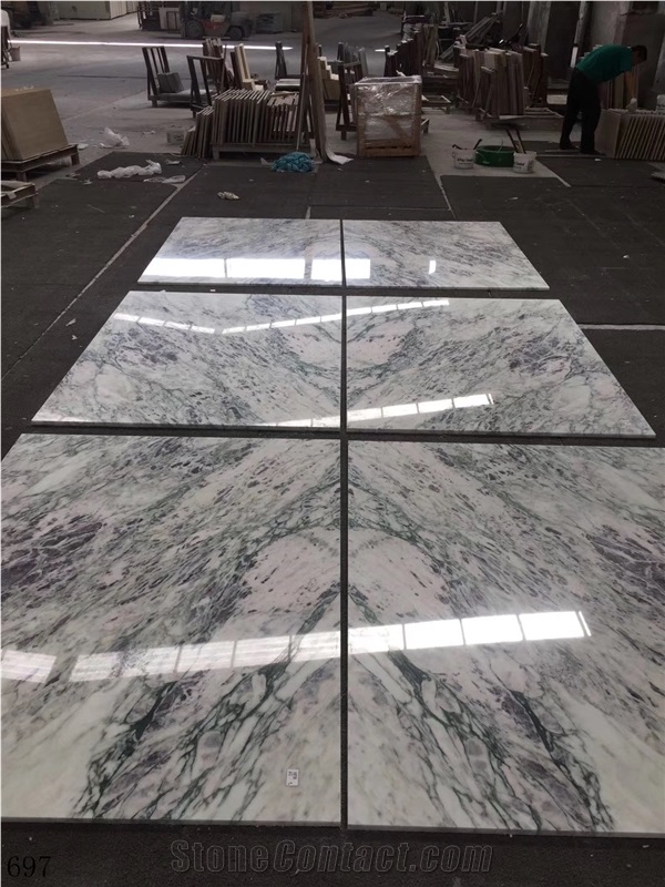 China Violet White Marble Slab Tiles Book Match