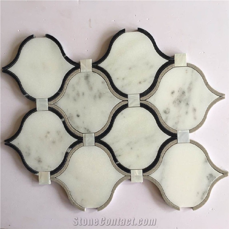 China Volakas Marble Mix Glass Mosaic Pattern
