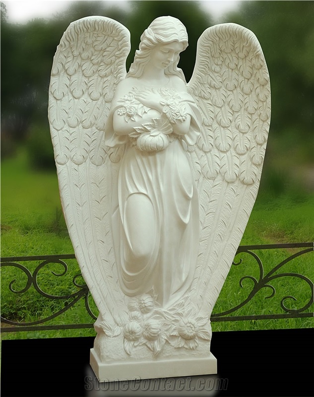 China White Marble Angel Tombstone&Monument