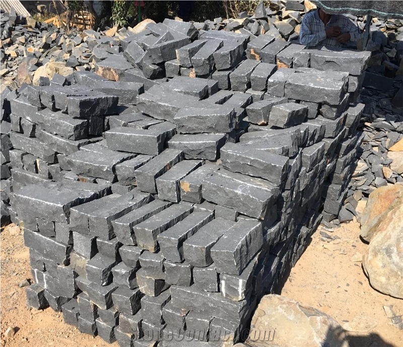 China Zhangpu Black Basalt Cube Paving Stone