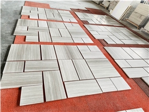 Chinese White Wooden Vien Marble Slabs for Tiles