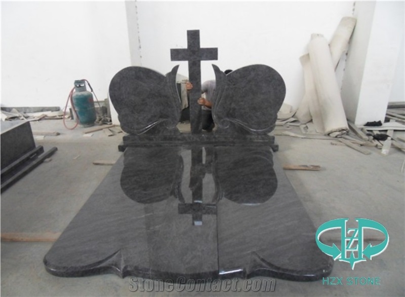 Custom Monument/Gravestone with Carved Angel/Cross
