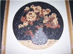 Design Polished Waterjet Marble Mosaic Flower Tile