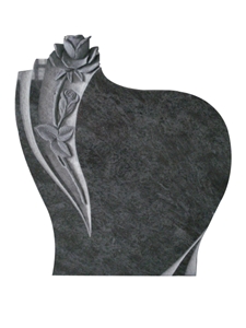 European Style Black Upright Headstone with Rose