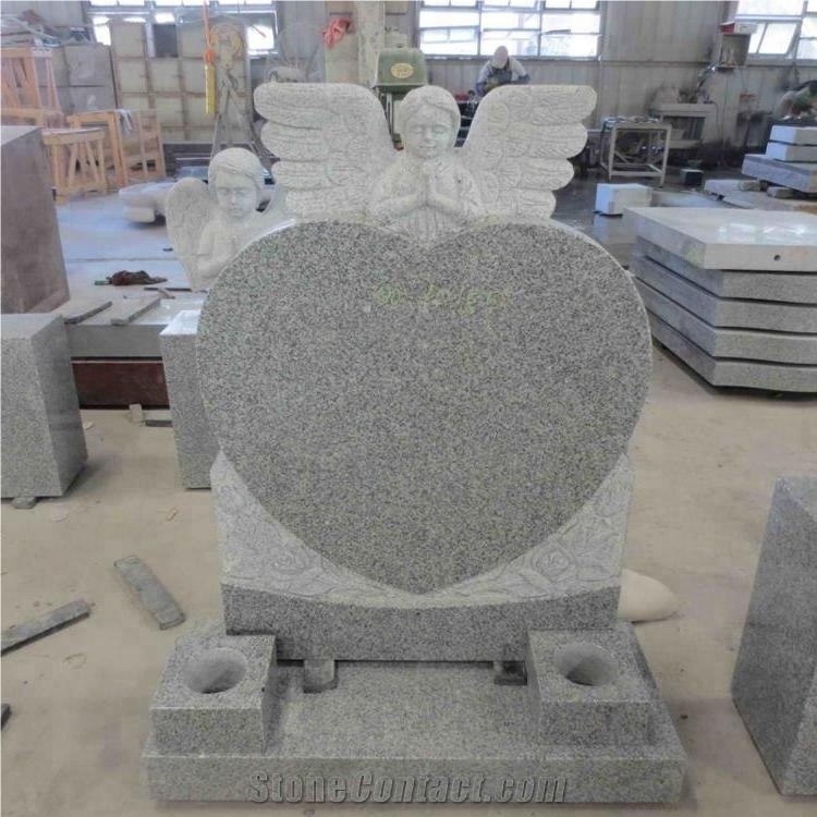 European Styple Granite Tombstone with Baby Angel