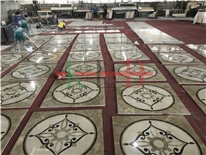 Floor Polished Water Jet Medallions Marble Tiles
