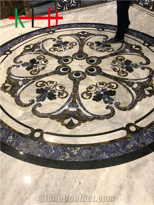 Flower Pattern Water Jet Cut Floor Medallions Tile