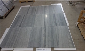 French Pattern Honed Blue Wood Vein Marble Tiles