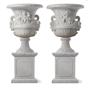 Garden Vases Flowerpot, White Marble Pot