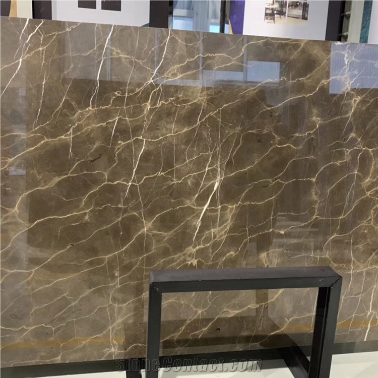 Gold Veins Caffe Brown Marble Slabs