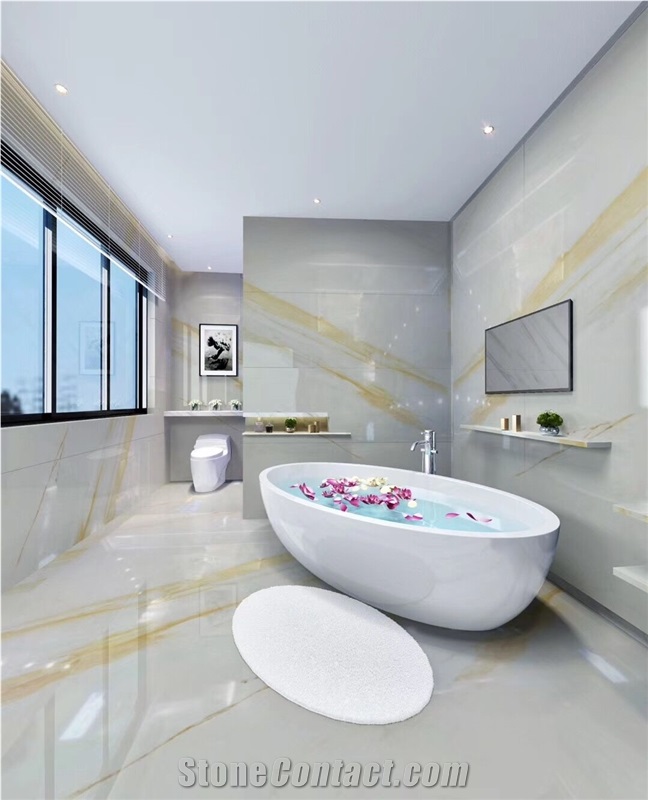 Golden Ariston White Marble Slabs for Bathroom Top
